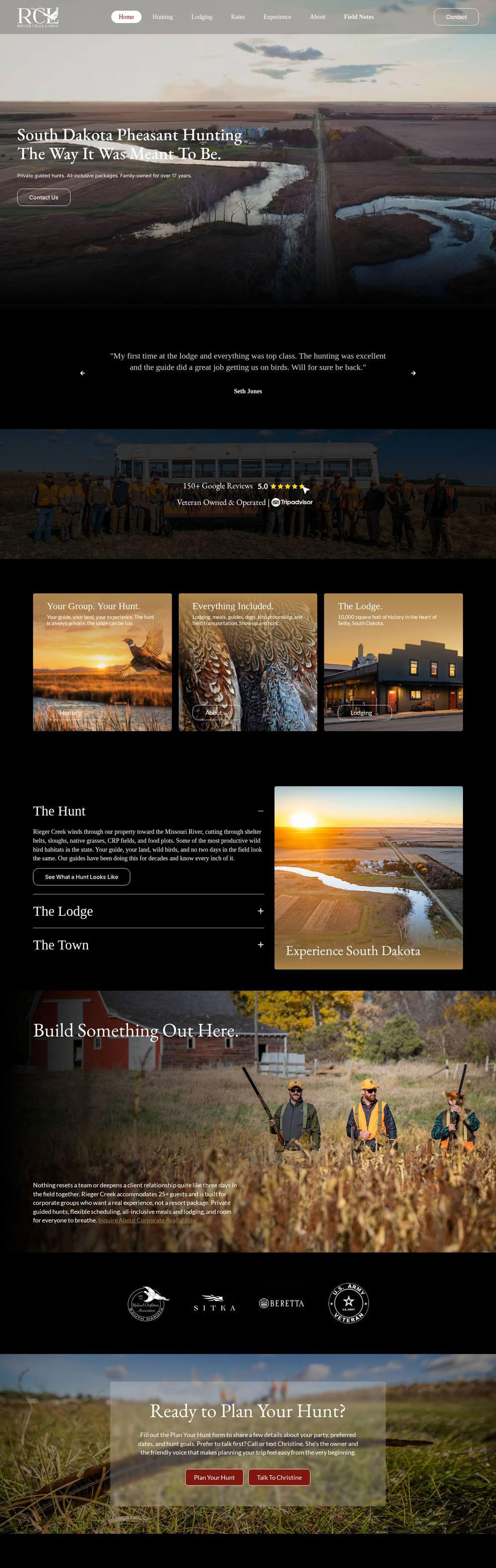 Rieger Creek Lodge website designed by GiddyBrands